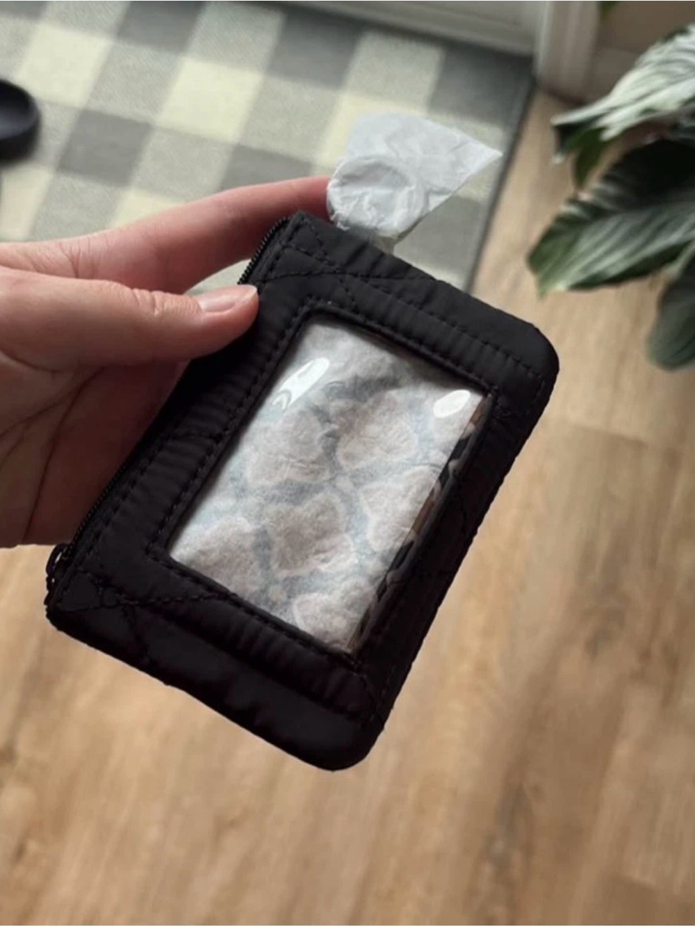 Vera Bradley Black Quilted Card Wallet with Clear ID Window